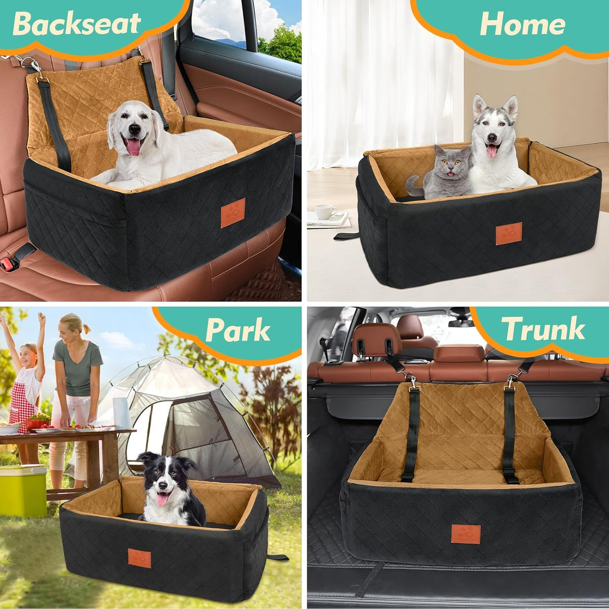 Dog Car Seat for Large Medium Dogs,Washable Pet Car Seat Under 55 lbs or 2 Small Dogs,Dog Booster