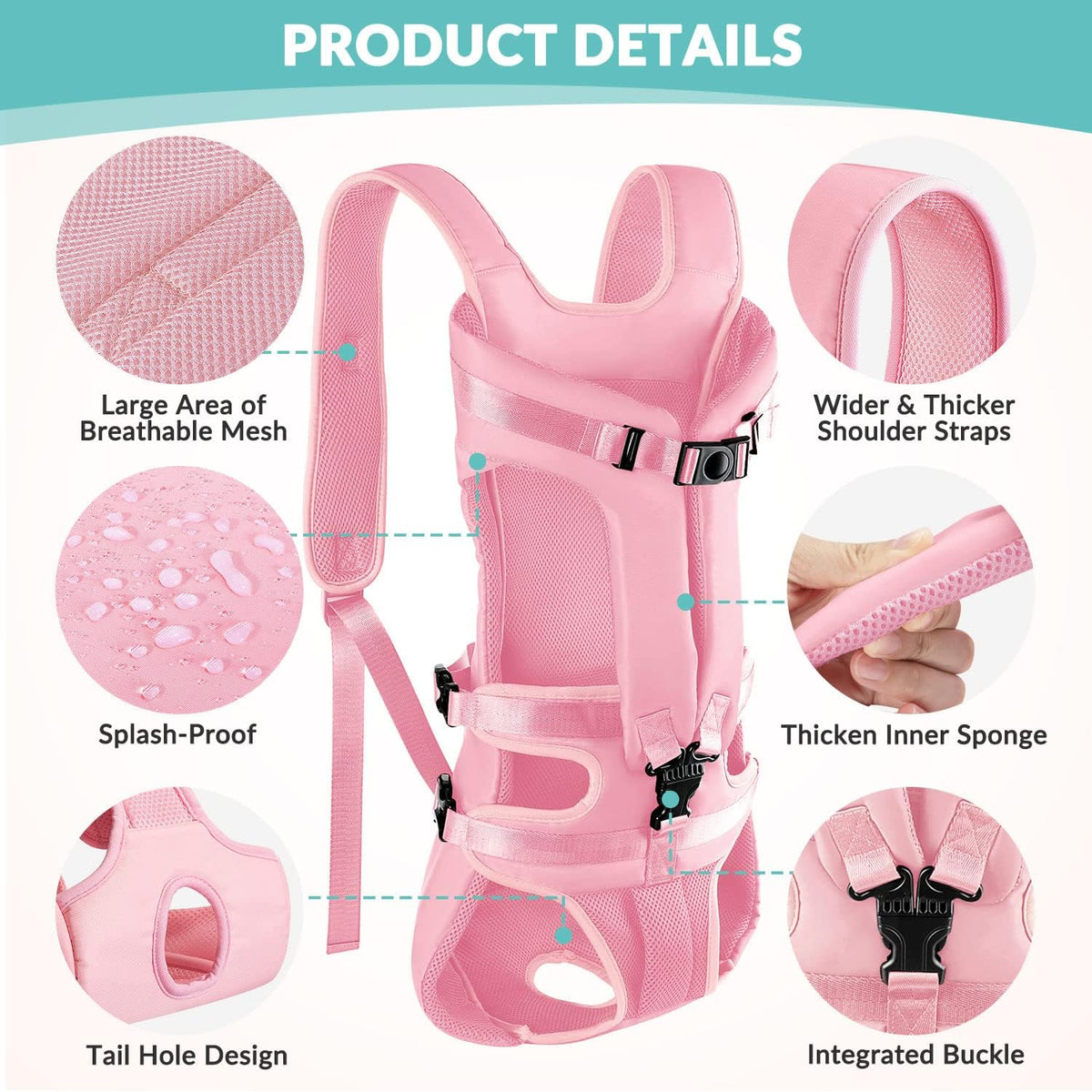Lukovee Dog Backpack Carrier, Legs Out Easy-fit Dog Front Carrier for Small Medium Dogs, Adjustable