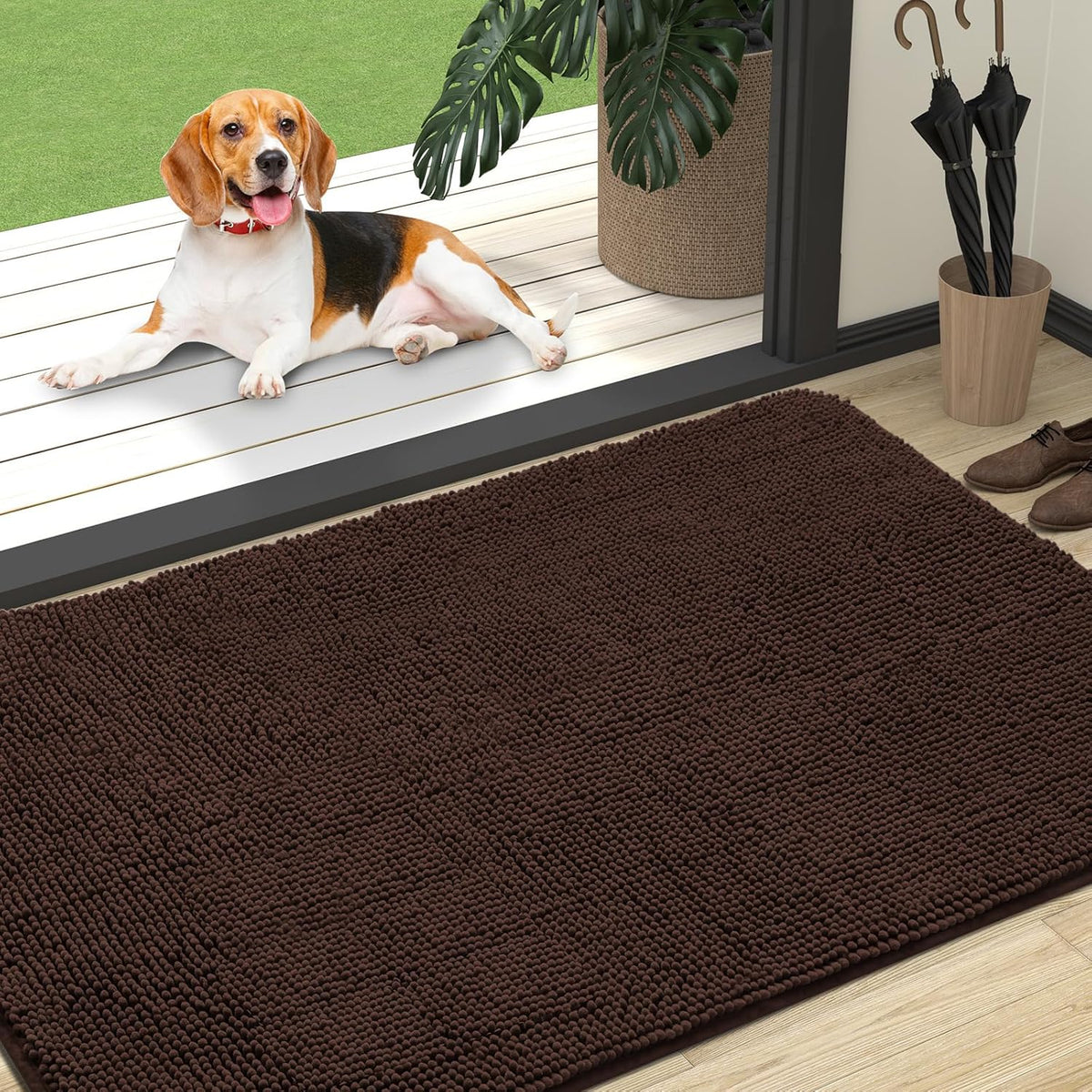 OLANLY Dog Door Mat for Muddy Paws 47x32, Absorbs Moisture and Dirt, Absorbent Non-Slip Washable