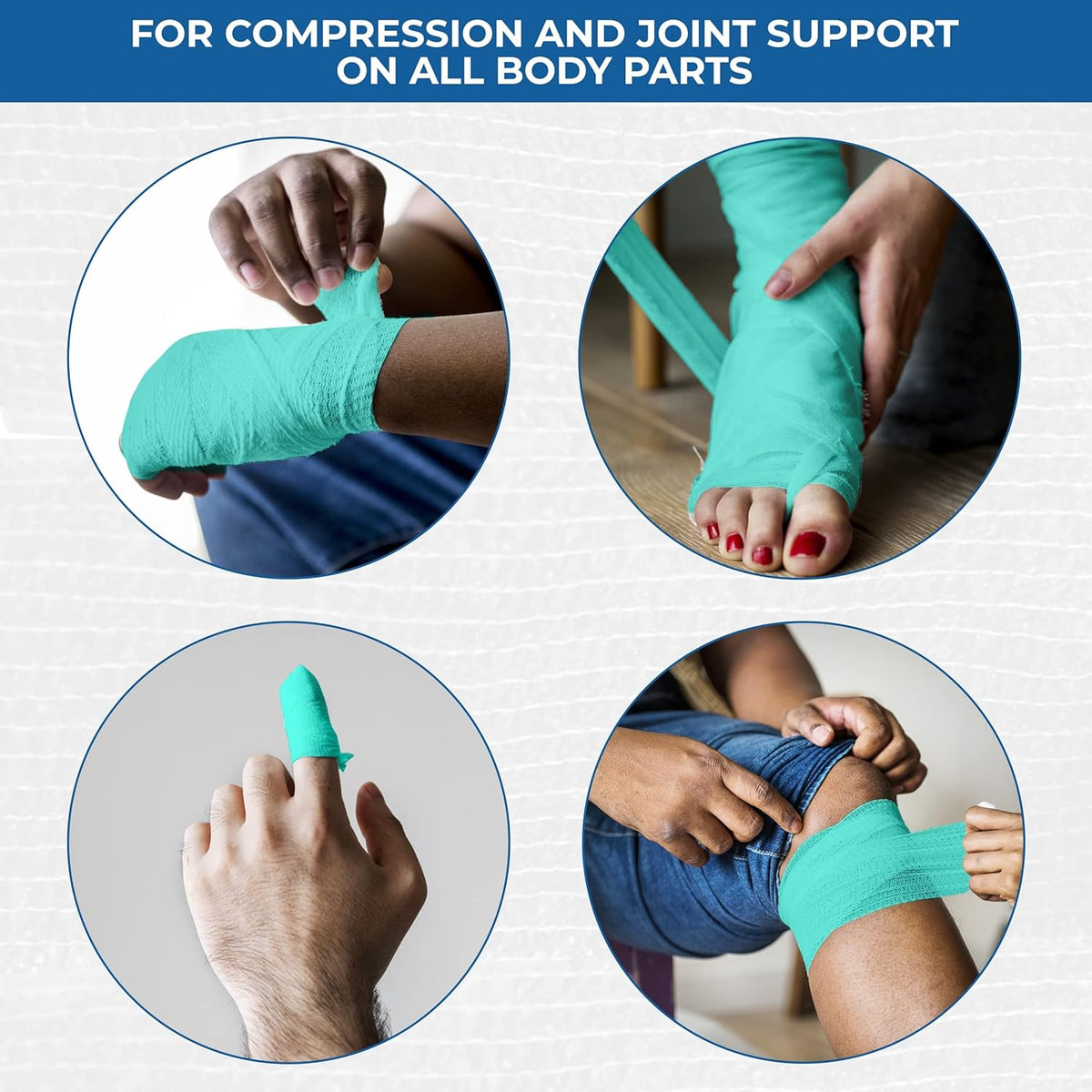 Self Adhesive Bandage Wrap - Pack of 12 Assorted Colors, Non-Woven, Breathable & Water-Resistant