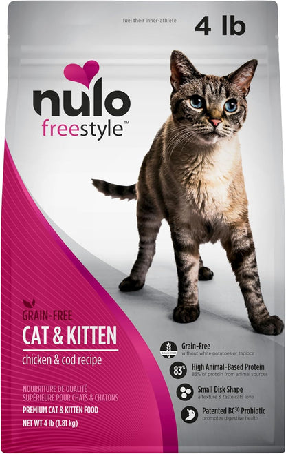 Nulo Freestyle High Protein Cat & Kitten Food, Chicken & Cod Recipe - Natural Grain-Free Dry Cat