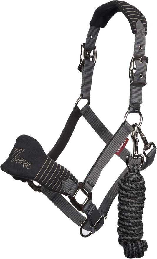 LeMieux Vogue Fleece Headcollar - Halter & Leadrope - Extra Padding, Adjustable at Curb and Poll