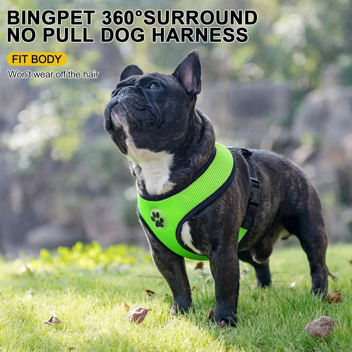 BINGPET No Pull Dog Harness, Soft Mesh Breathable All Weather Vest, Safety Protection Design