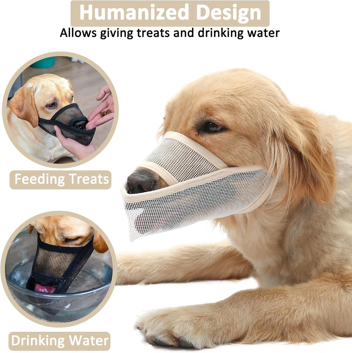 Crazy Felix Nylon Dog Muzzle for Small Medium Large Dogs, Air Mesh Breathable and Drinkable Pet