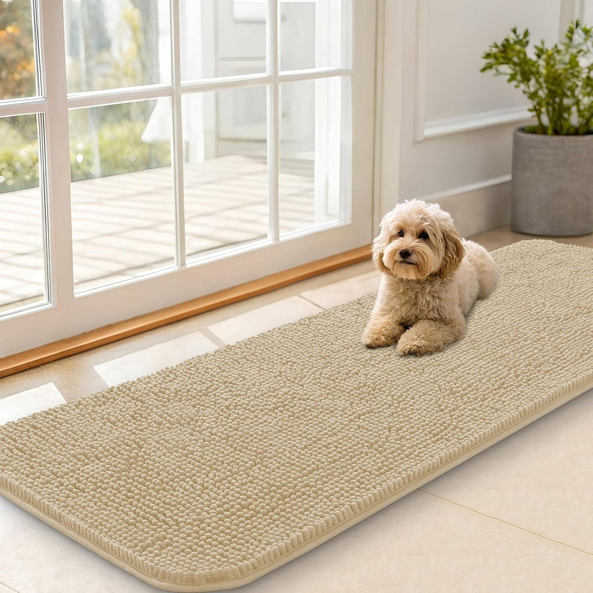 OLANLY Dog Door Mat for Muddy Paws 59x20, Absorbs Moisture and Dirt, Absorbent Non-Slip Washable