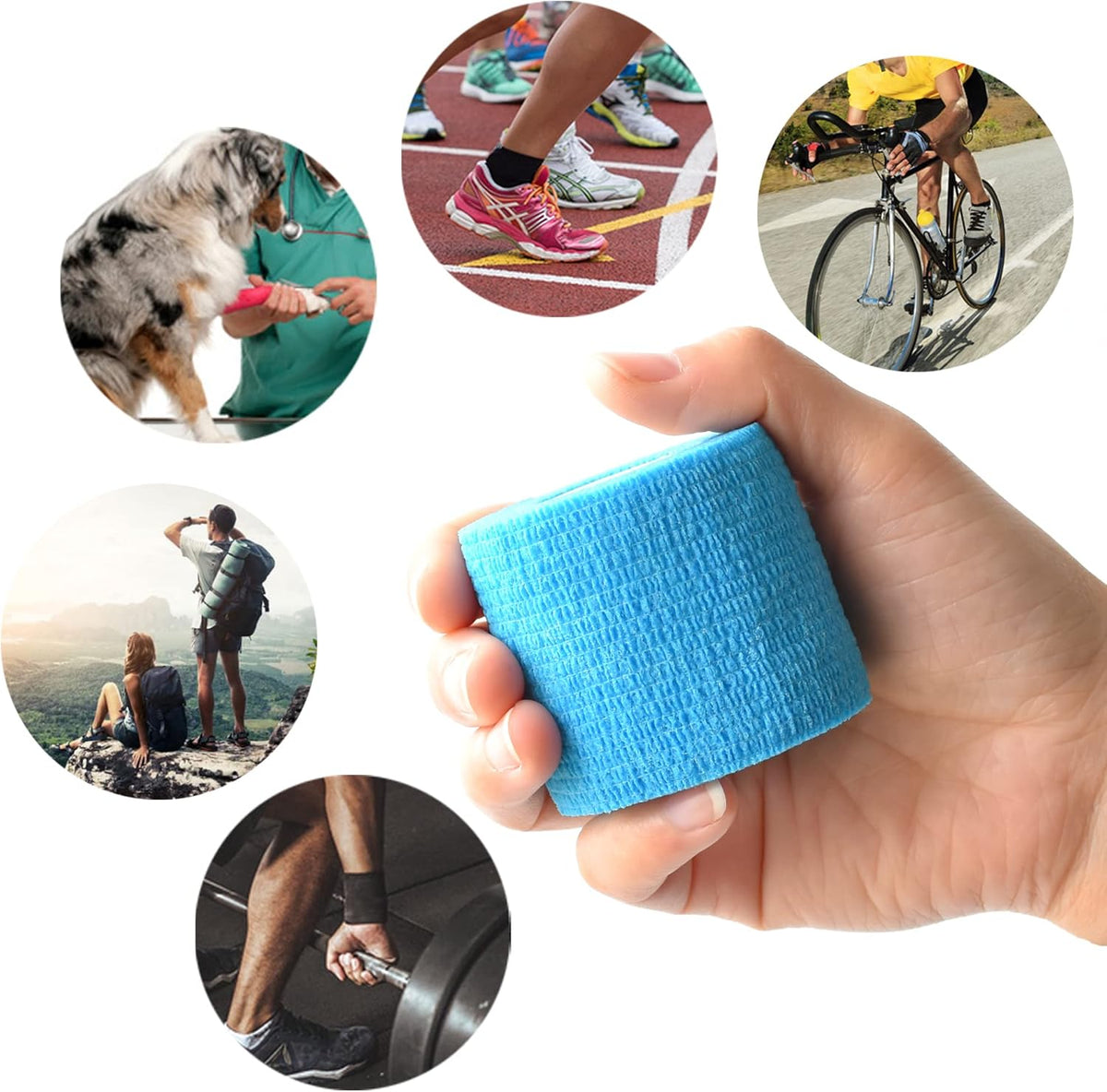9 Pack 2" x 5 Yards Self Adhesive Bandage Wrap Self Stick Wrap for Ankle, Wrist, Finger, Sports