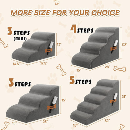 Romrol Dog Stairs Ramp for Beds Couches, 15.7” H 33D Extra Wide Pet Steps with Durable Non-Slip