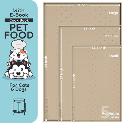 Dog Food Mat - 28x18 Raised Edges Dogs Mat for Food and Water Prevent Spill, Waterproof Cat Food