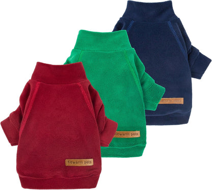 Fitwarm 3 Pack Classic Fleece Dog Sweater, Christmas Dog Winter Clothes for Small Dogs Boy Girl