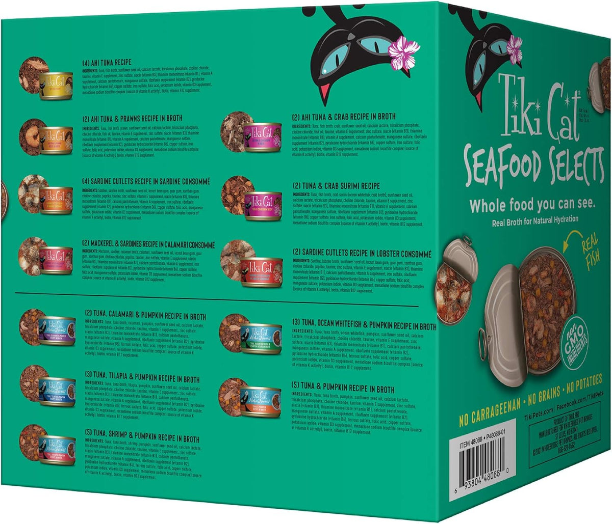 Tiki Cat Seafood Selects, Ultimate Variety Pack, 36 High Protein Servings with Real Flaked Fish