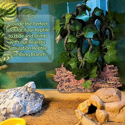 BNOSDM Reptile Climbing Branch,Crested Gecko Climb Corner Branch with Suction Cup,Bearded Dragon