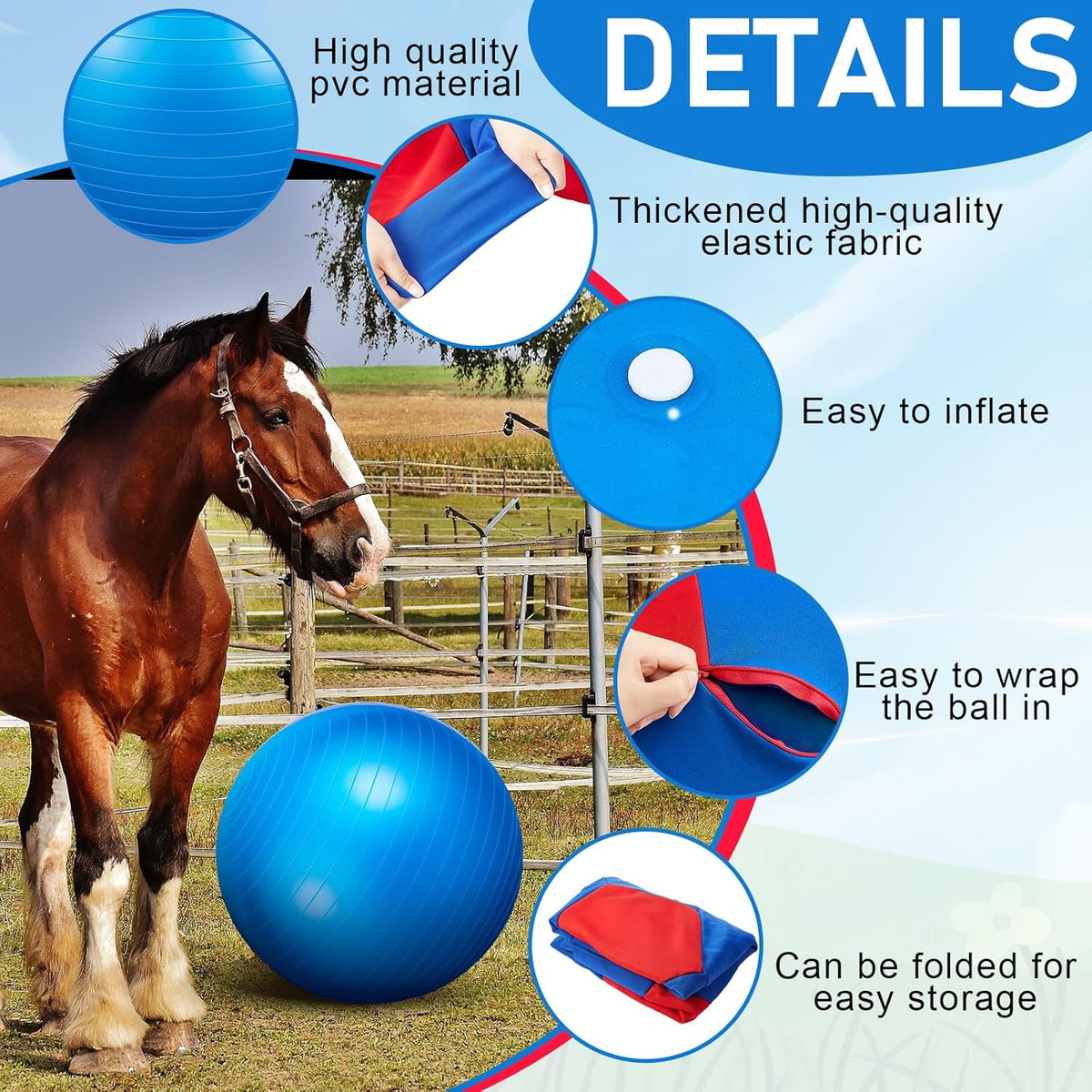 40inch Giant Herding Ball with Ball Cover Anti Burst Please Watch VCR for How to Inflation Horse