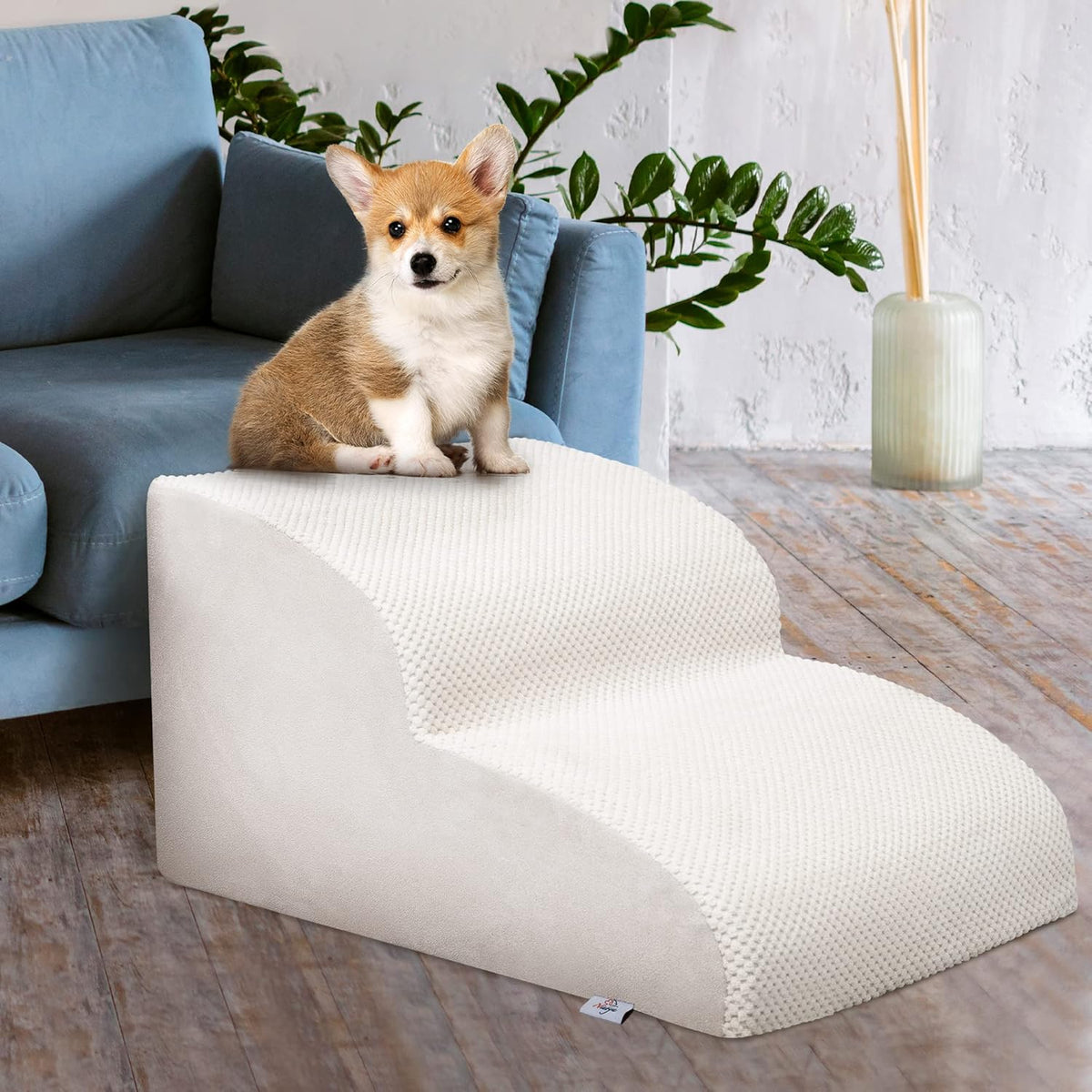 Dog Stairs for Small Dogs - High Density Foam Pet Steps, Extra Wide Dog Ramp with Non-Slip Bottom