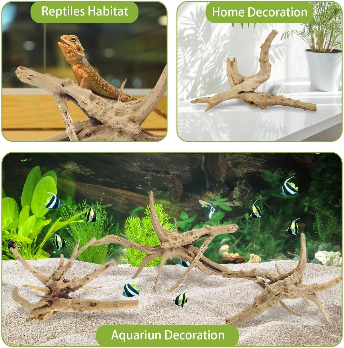 Tfwadmx Aquarium Driftwood, 7-11" Spider Wood Sinkable Driftwood for Fish Tank Decorations Natural