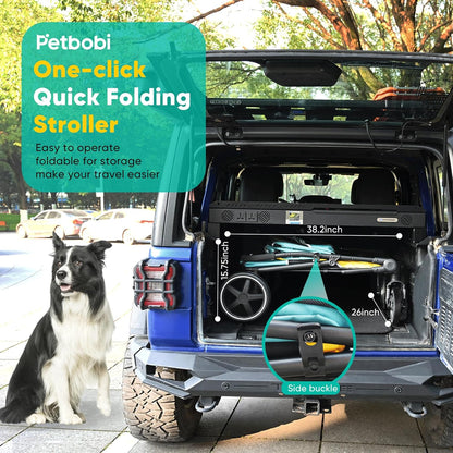Petbobi Dog Stroller for Medium Dogs - Easy Fold Dual Entry Pet Stroller with One-Foot Brake, All
