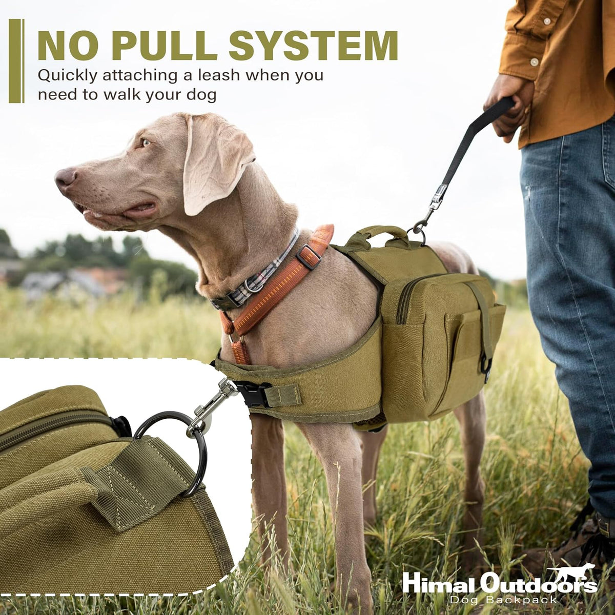 Himal Outdoors Dog Backpack & Saddle Bag, Tactical Hiking Backpack for Large Dogs with Side Pockets