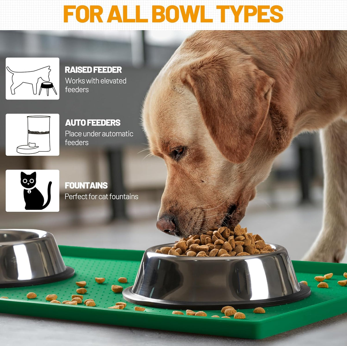 Hubulk Dog Feeding Mat,100% Waterproof Food Grade Silicone Pet Food and Water Bowl