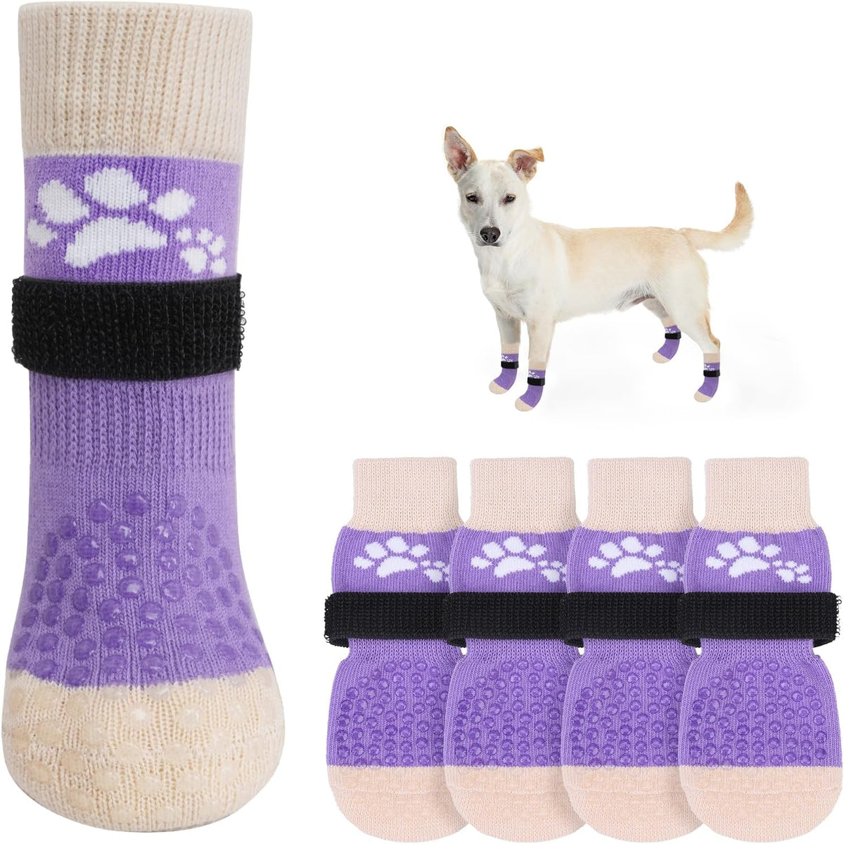 SCENEREAL Anti Slip Dog Sock to Prevent Licking Paws for Hardwood Floors, Boots & Paw Protector
