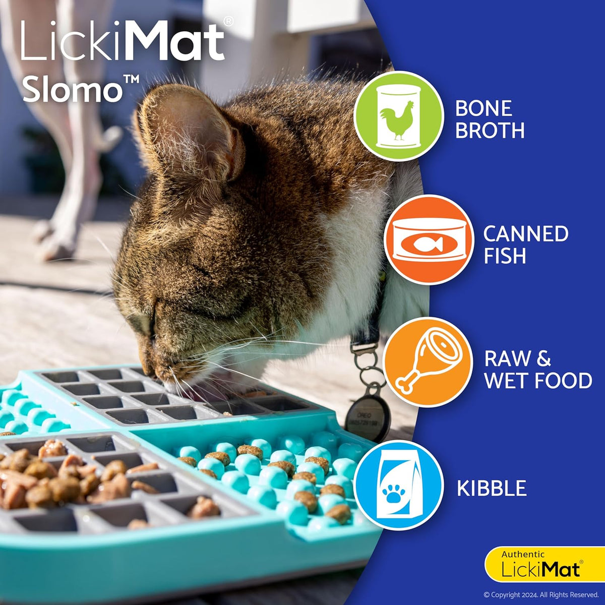 LickiMat Slomo, Cat Slow Feeder Lick Mat, Boredom Anxiety Reducer; Perfect for Food, Treats