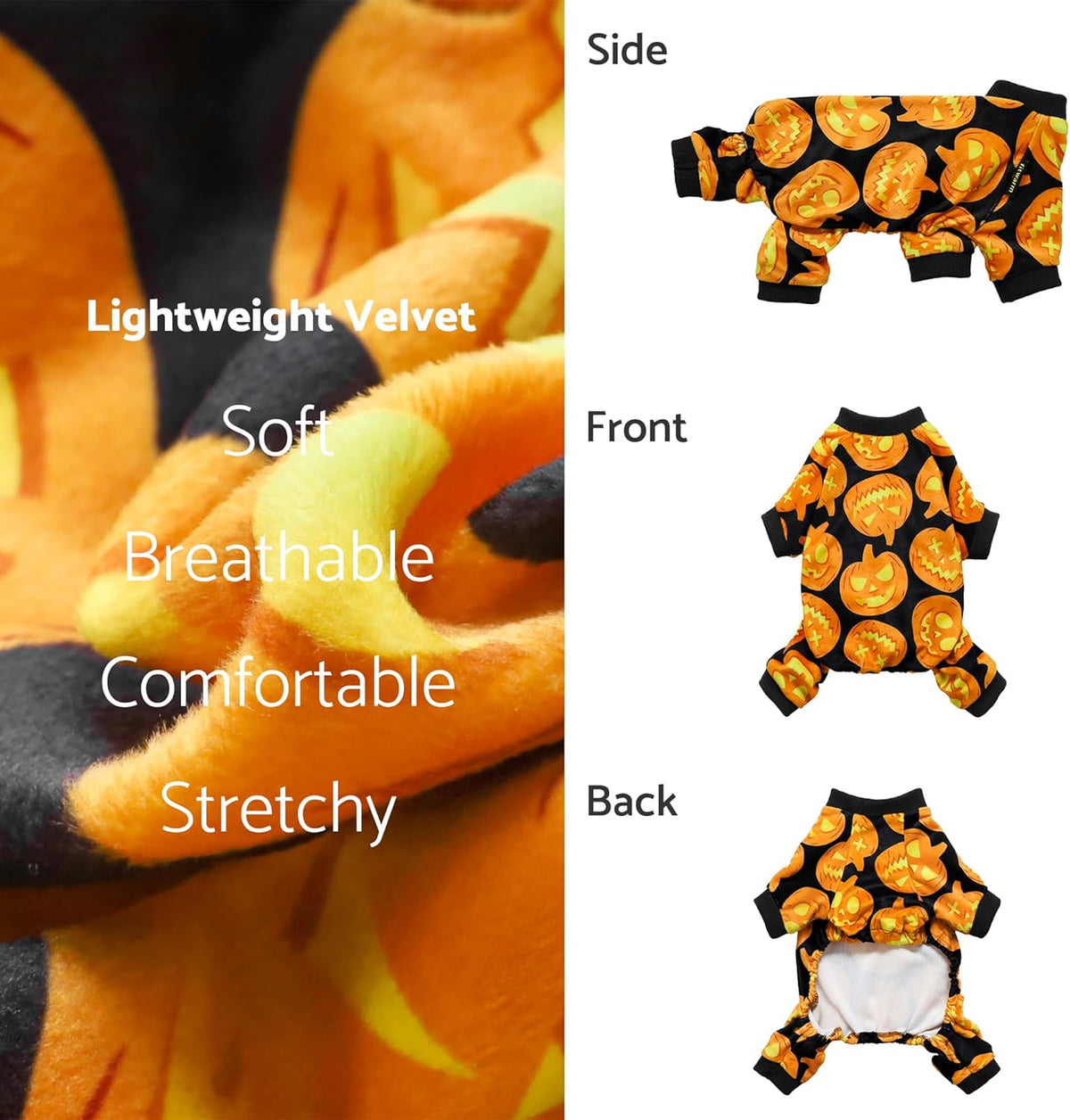 Fitwarm Halloween Pumpkin Dog Pajamas, Funny Dog Winter Clothes for Small Dogs Girl Boy, Pet