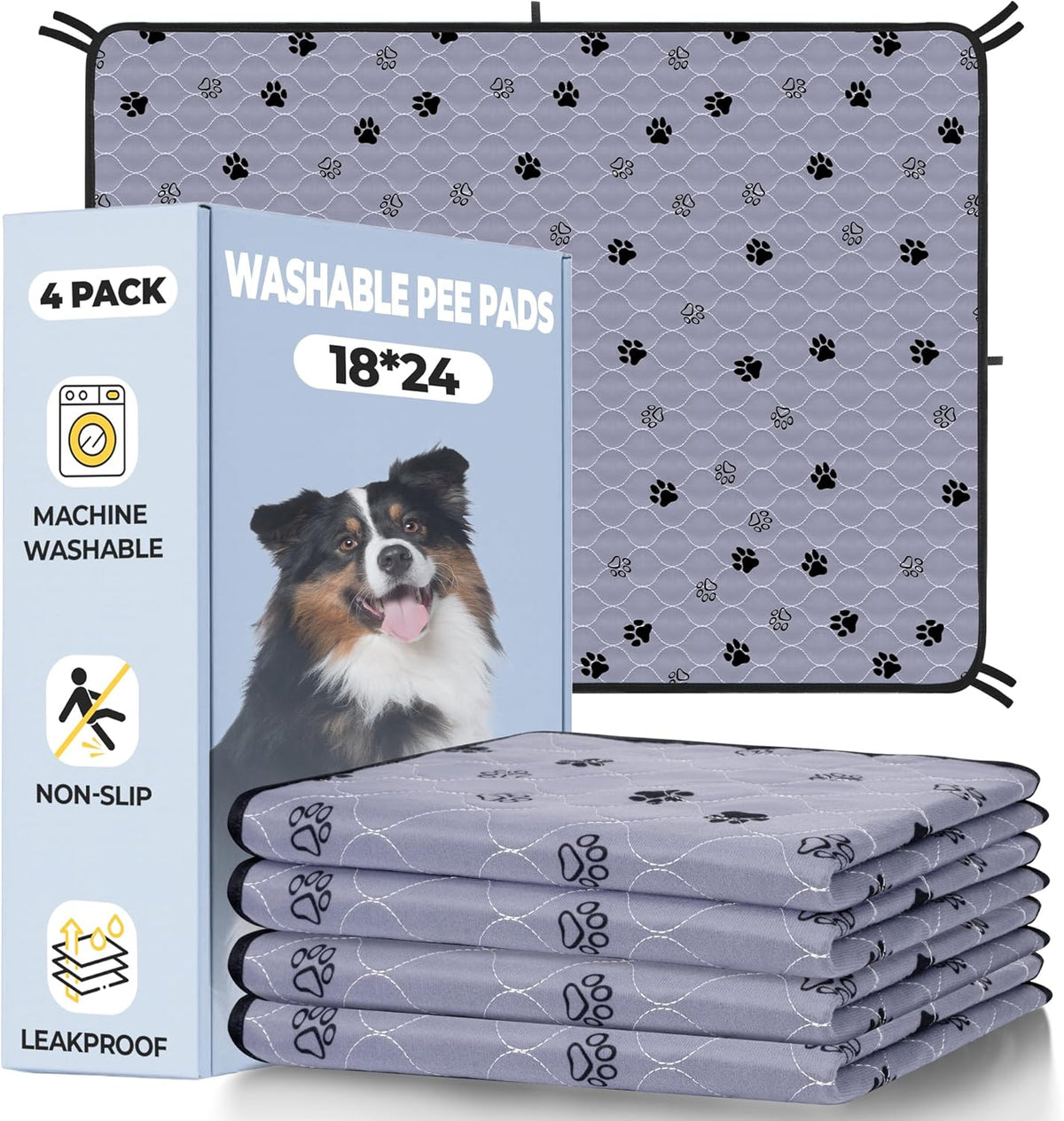 Fostanfly Washable Pee Pads for Dogs, Ultra-Absorbent & Leakproof Reusable Puppy Pads Non-Slip