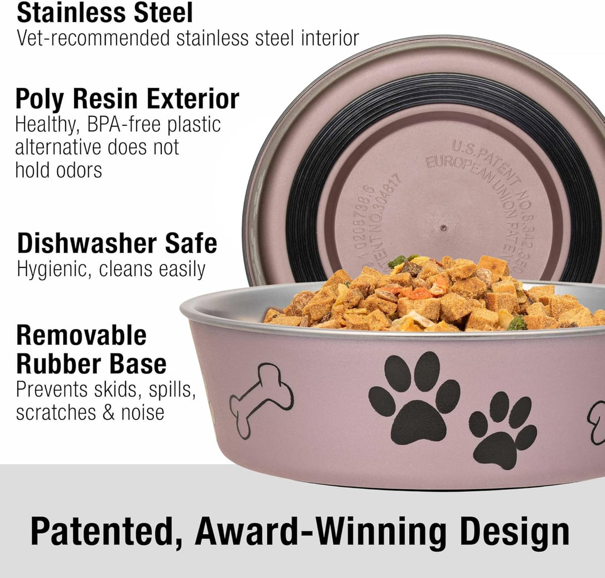 Loving Pets Bella Dog Bowls- Stainless Steel Dog & Cat Bowls - Spill Proof Dog Food Bowl, Cat Bowl