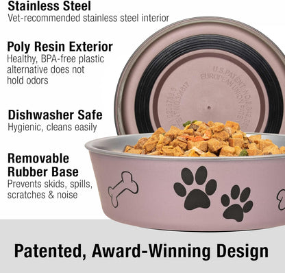 Loving Pets Bella Dog Bowls- Stainless Steel Dog & Cat Bowls - Spill Proof Dog Food Bowl, Cat Bowl