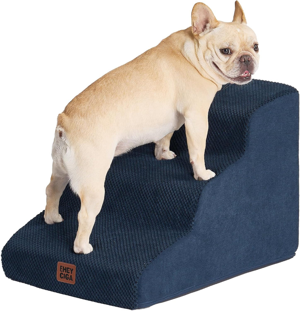 EHEYCIGA Curved Dog Stairs Ramp for Small Dogs 15.7" H, 3-Step Dog Steps for Couch Sofa and Chair