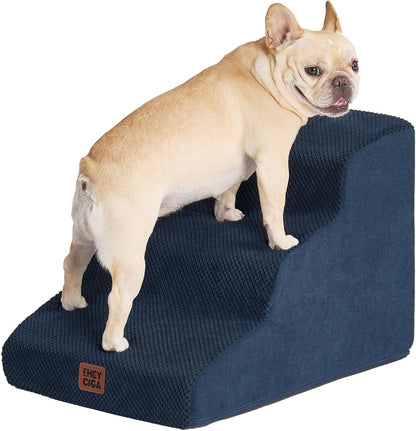 EHEYCIGA Curved Dog Stairs Ramp for Small Dogs 15.7" H, 3-Step Dog Steps for Couch Sofa and Chair