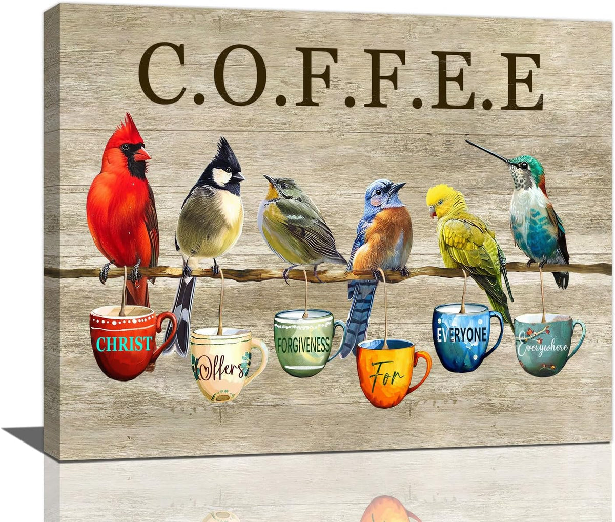 Rustic Bird Coffee Wall Art Kitchen Christ Coffee Pictures Wall Decor Farmhouse Cardinal
