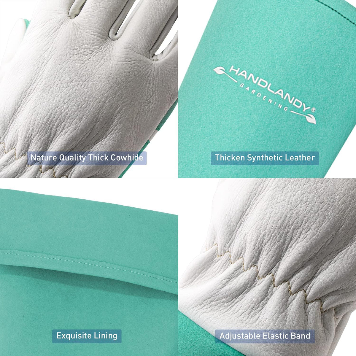 HANDLANDY Long Gardening Gloves for Men & Women, Thorn Proof Rose Pruning Gloves Leather Gauntlets