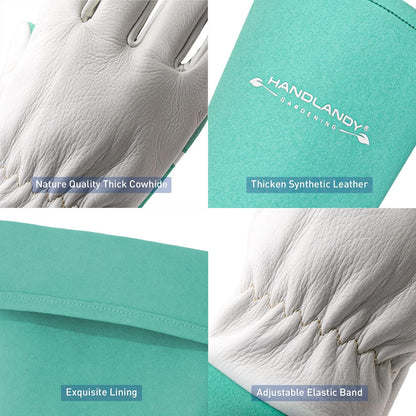 HANDLANDY Long Gardening Gloves for Men & Women, Thorn Proof Rose Pruning Gloves Leather Gauntlets