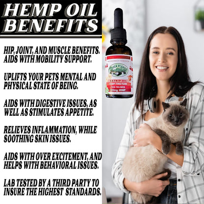 Pet Hemp Oil | Dogs and Cats | Catnip Oil | Green Planet Hemp | 120MG Organic Tincture | 100%