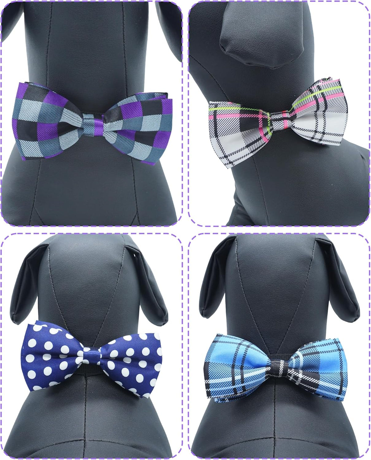 PET SHOW 5 Pack Pet Big Dogs Collar Embellishment Attachment Bow Ties for Medium Large Dogs Collar