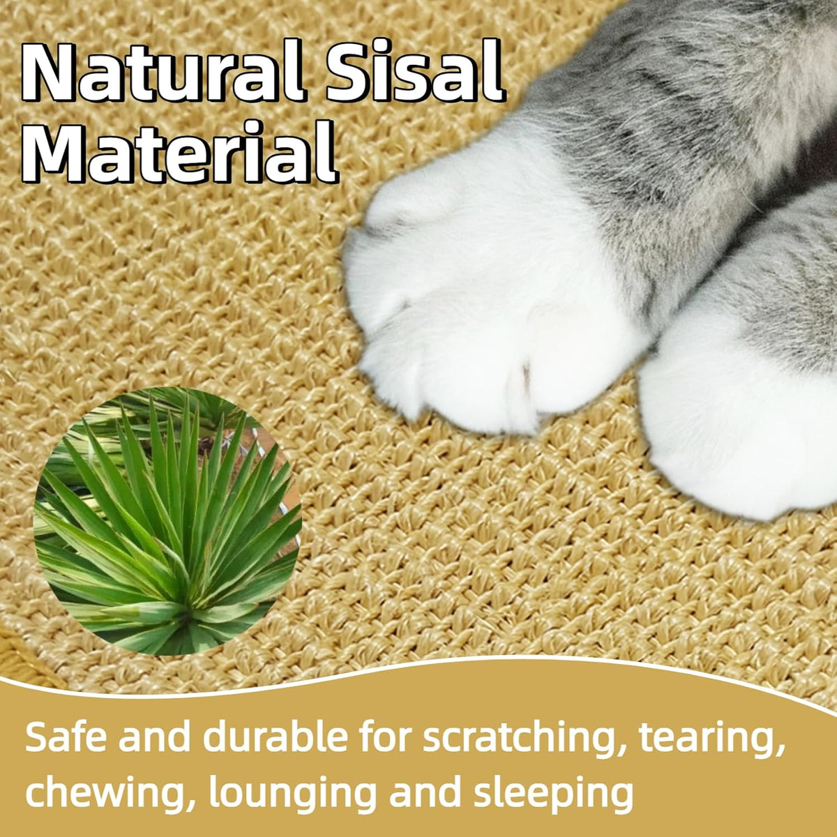 DYAUS Bunny Scratch Pads, Natural Sisal Rabbit Scratching Mats for Claws and Teeth Care, Indoor
