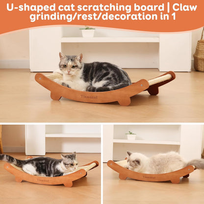 Sisal Cat Scratcher Bed, Beech Wood Cats Hammock,Cat Scratch Pad Indoor cat Toy,Durable Cat
