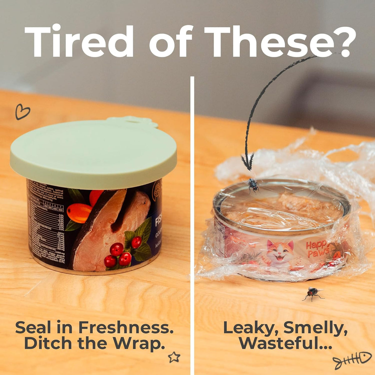 3 Pack Universal Pet Food Can Covers Lids - One fit 3 Standard Size Cans for Cats and Dogs Food