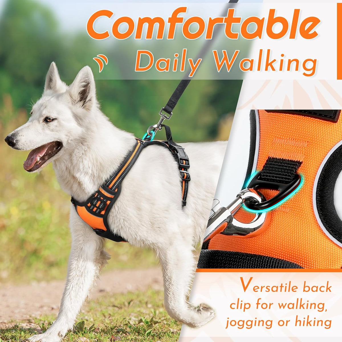 Eagloo Dog Harness for Large Dogs, No Pull Service Vest with Reflective Strips and Control Handle