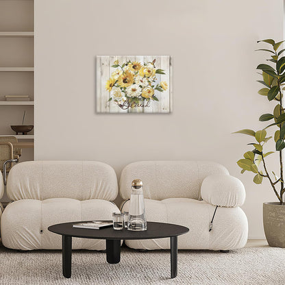 Sunflower Bathroom Pictures Wall Art, Simple Blessed Floral Bathroom Wall Decor, Flower Framed