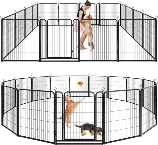 Dog Playpen Outdoor Extra Wide 16 Panels Heavy Duty Dog Fence 40" Height Anti-Rust with Doors