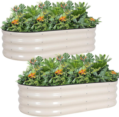 G GOOD GAIN Galvanized Metal Raised Garden Bed Kit - 4x2x1FT Outdoor Planter Box with Safety Edging