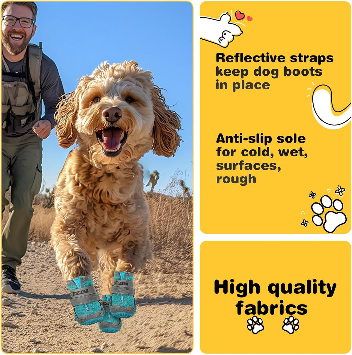 Hcpet Dog Shoes for Large Dogs, Breathable Dog Booties for Small Medium Dogs, Anti-Slip Dog Boots &