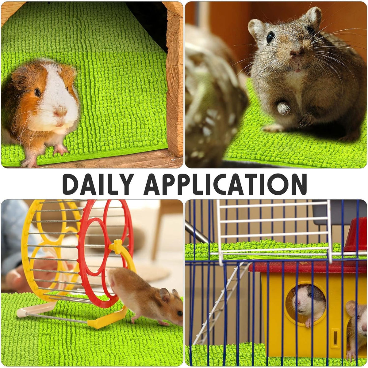 Amylove 4 Pcs Guinea Pig Cage Liner Guinea Pig Bedding Washable Fleece Pee Pads Reusable Small