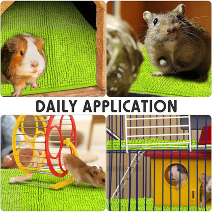 Amylove 4 Pcs Guinea Pig Cage Liner Guinea Pig Bedding Washable Fleece Pee Pads Reusable Small