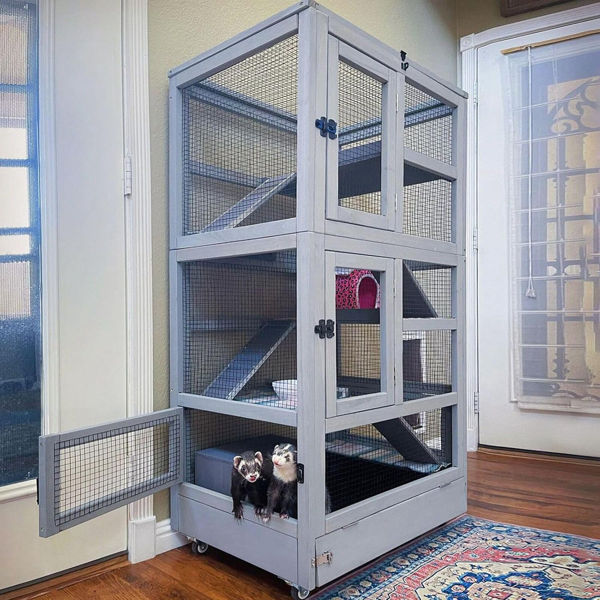 Aivituvin Ferret Cage Chinchilla Cage for Rat,Lizard,Squirrel, Chameleon,Gerbils and Other Small