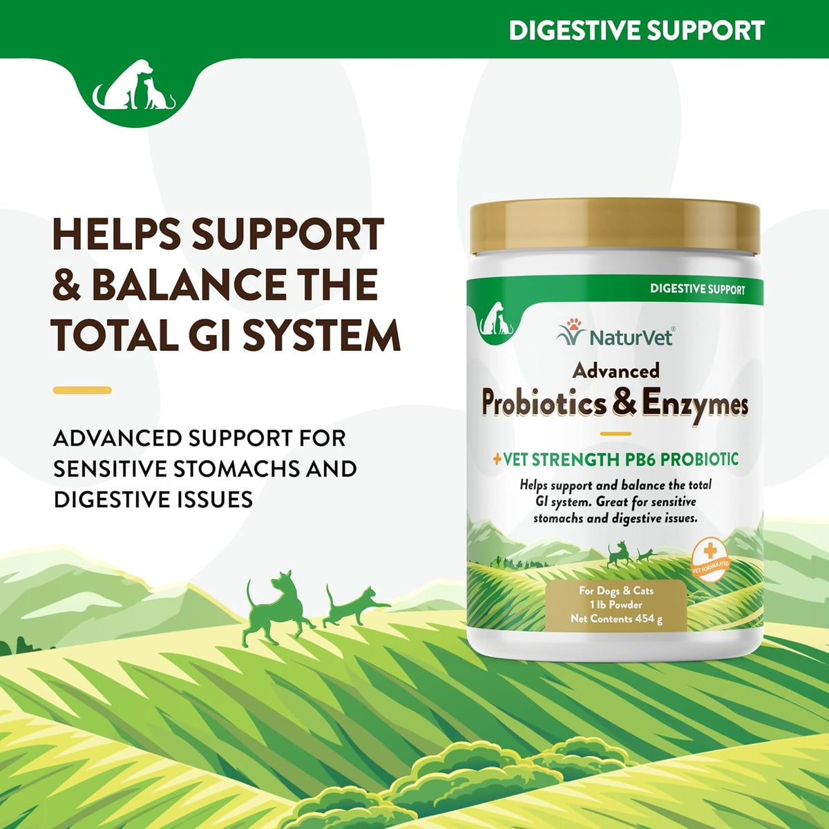 NaturVet – Advanced Probiotics & Enzymes - Plus Vet Strength PB6 Probiotic | Supports and Balances