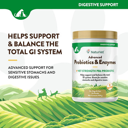 NaturVet – Advanced Probiotics & Enzymes - Plus Vet Strength PB6 Probiotic | Supports and Balances
