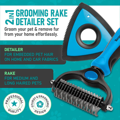 Maxpower Planet Pet Grooming Rake and Mini Pet Hair Remover Tool, Undercoat Rake for Dogs & Hair