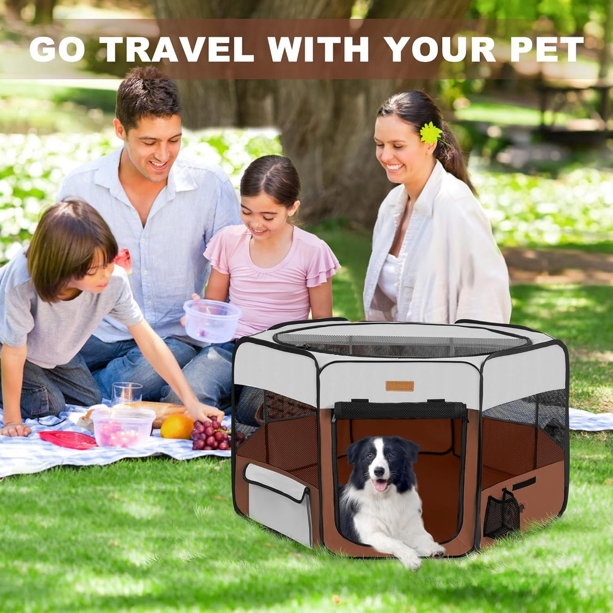 Dog Playpen, Portable Pet Play Pen for Cat, Puppies, Rabbits, Chickens, Foldable Large-Capacity Pet