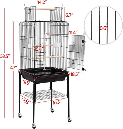 Yaheetech Open Top Rolling Parrot Bird Cage for Cockatiel Sun Parakeet Green Cheek Conure Mid-Sized